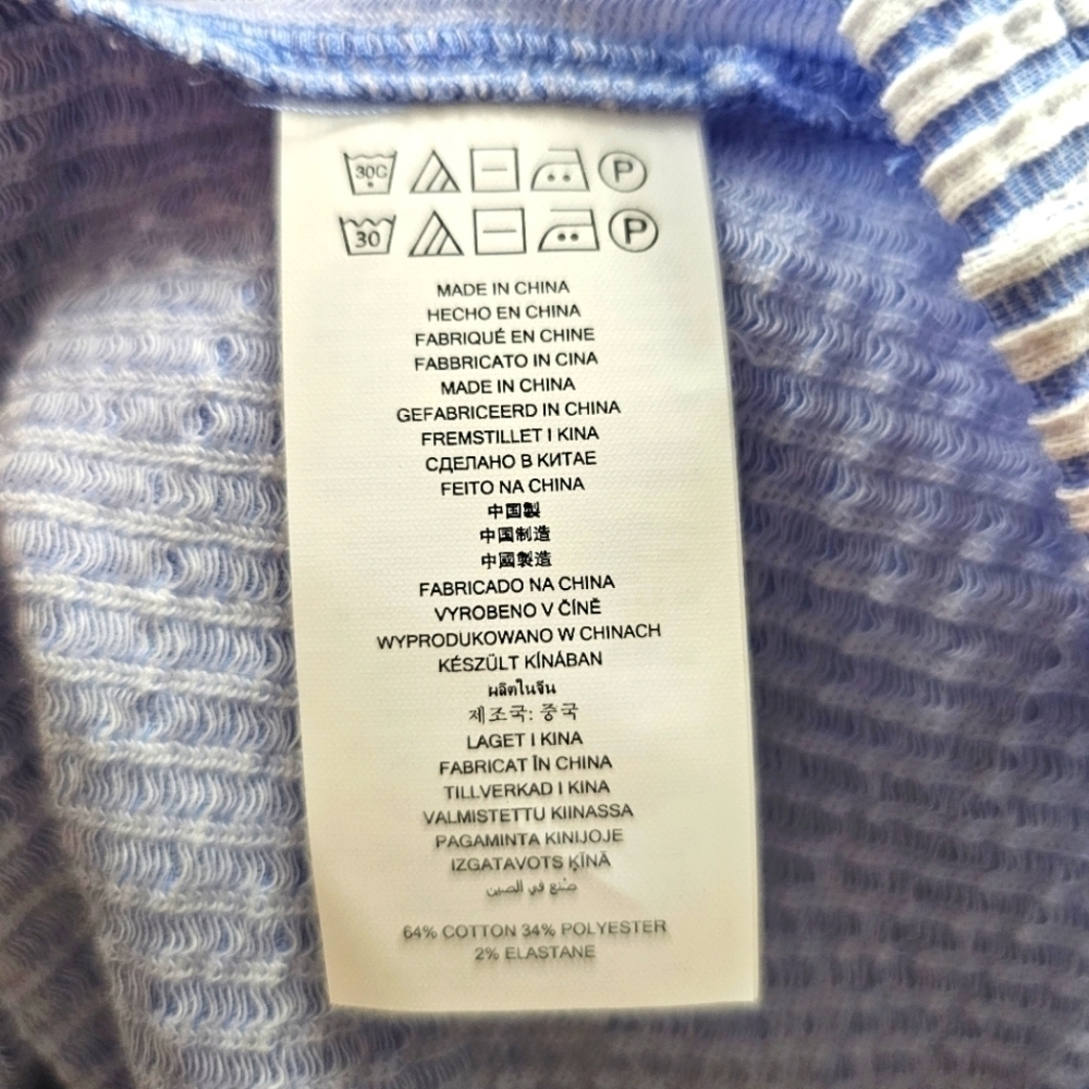 NWT MICHAEL KORS Womens Blue Striped Elastic Waist Off shoulders sleeve 1X - Picture 8 of 9